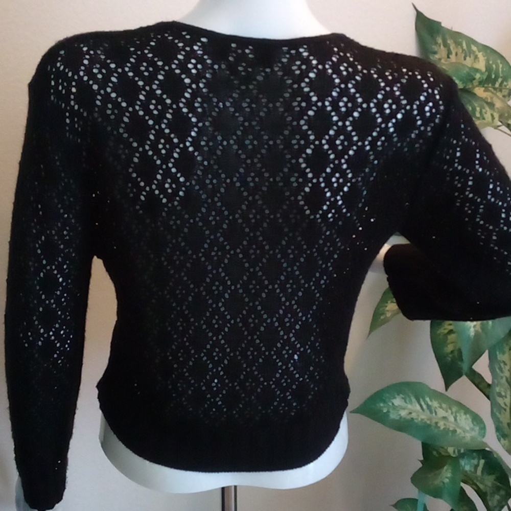 Black Knit Lace Sweater/Shrug - Picture 6 of 8